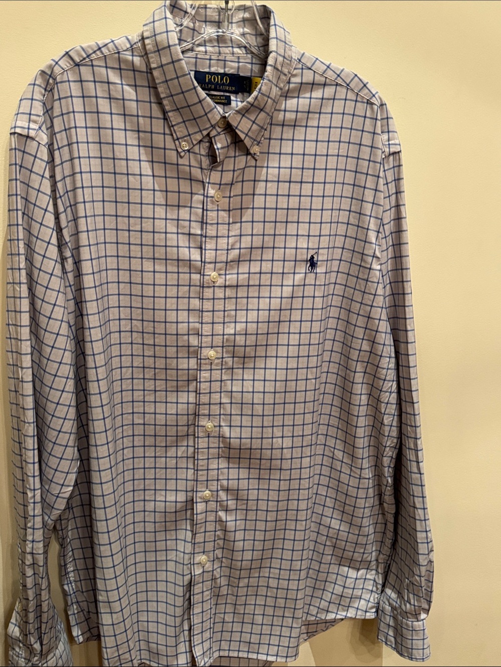 Polo by Ralph Lauren Men's Blue Windowpane Dress Shirt